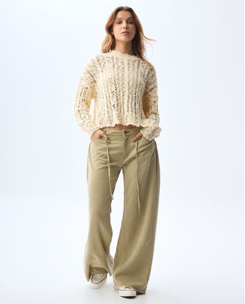 Pantalón amplio con pinzas para mujer