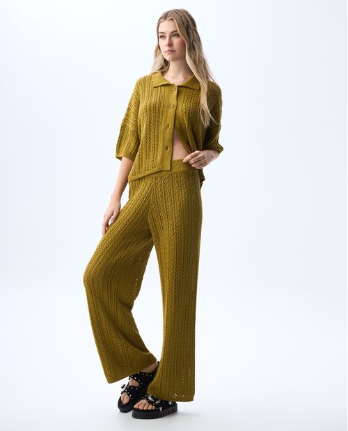 Pantalón tejido amplio para mujer