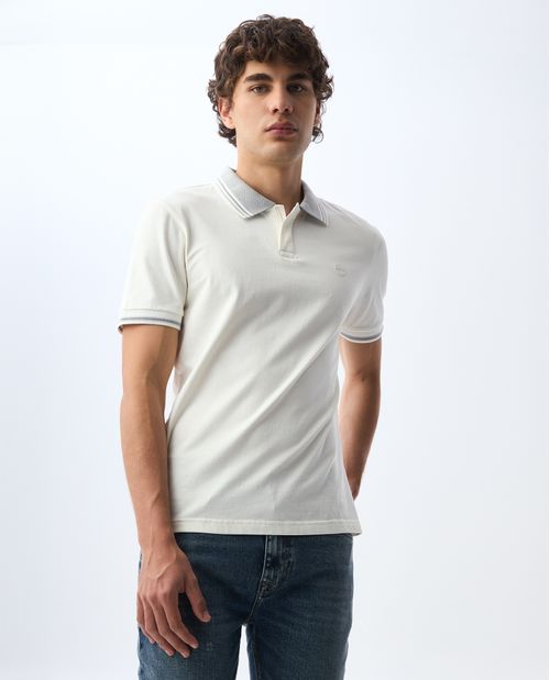 Polo con cuello y puños tejidos para hombre