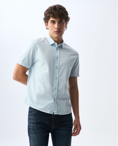 Camisa slim manga corta para hombre