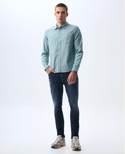 Camisa manga larga de tela con efecto para hombre