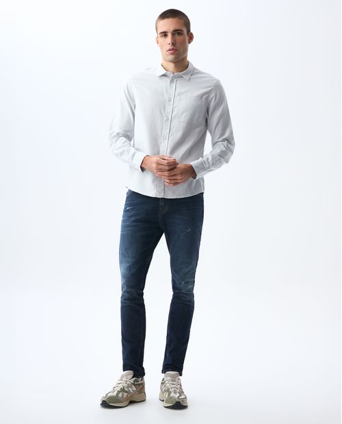 Camisa manga larga de tela con efecto para hombre