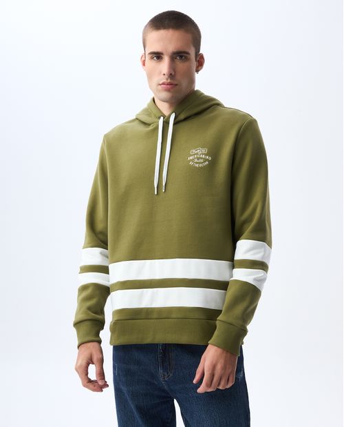 Buzo en bloques de color con capucha para hombre