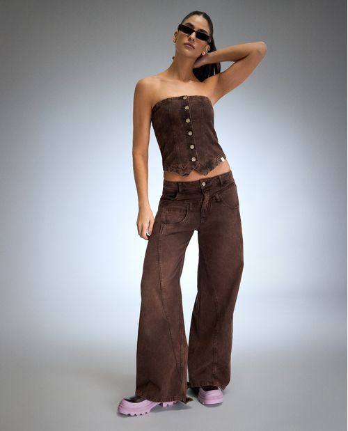 Camisa tipo corsé strapless para mujer
