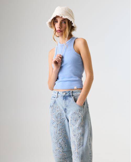 Camiseta Slim con efecto desgastado para mujer