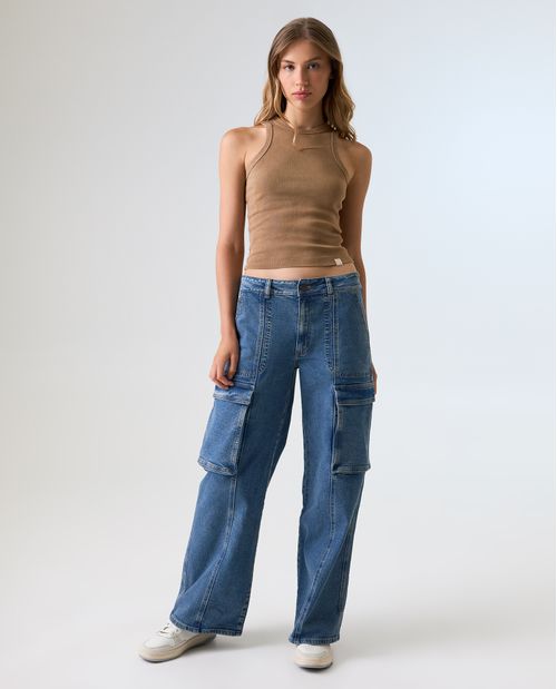 Camiseta Slim con efecto desgastado para mujer