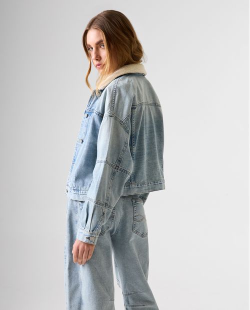 Chaqueta Bomber con cuello ovejero para mujer