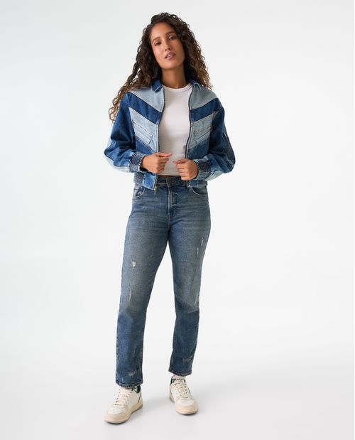 Chaqueta Bomber en bloques de tono para mujer