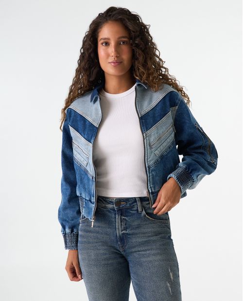 Chaqueta Bomber en bloques de tono para mujer