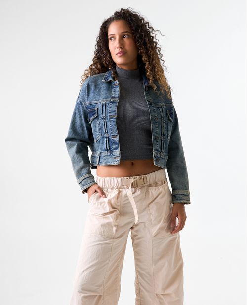 Chaqueta Trucker efecto vintage para mujer