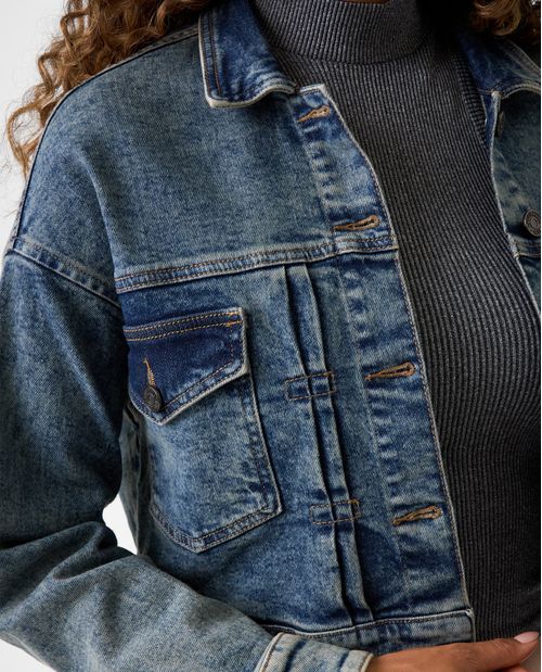 Chaqueta Trucker efecto vintage para mujer