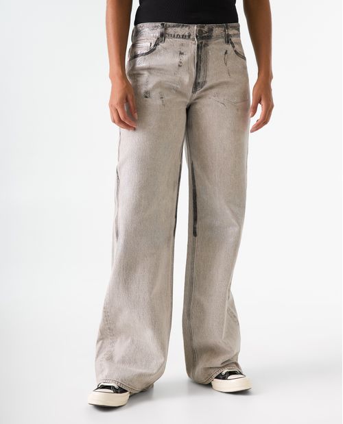 Jean Wide Leg tono gris para mujer
