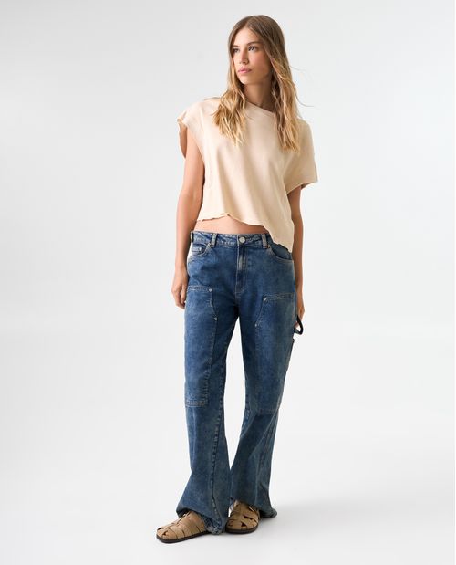 Jean Vintage tipo carpintero para mujer
