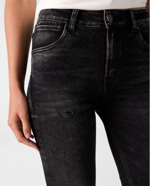 Jean Jegging tiro alto negro para mujer