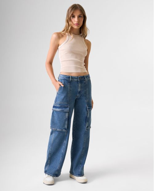 Jean Straight tipo cargo para mujer