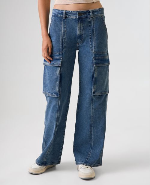 Jean Straight tipo cargo para mujer