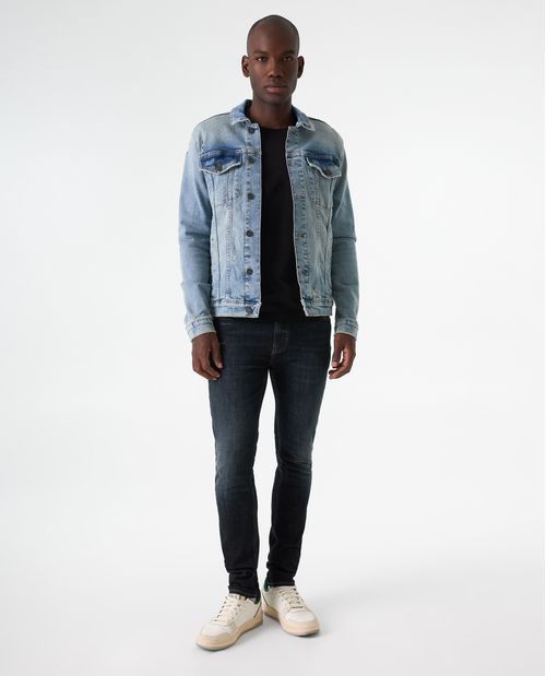 Jean Skinny oscuro con raspones para hombre