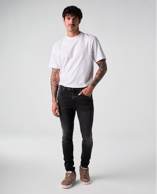Jean Skinny negro con raspones para hombre