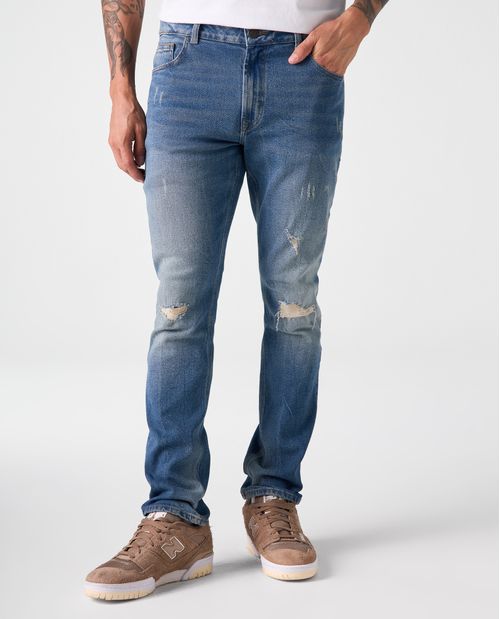 Jean Tapered con raspones y rotos para hombre