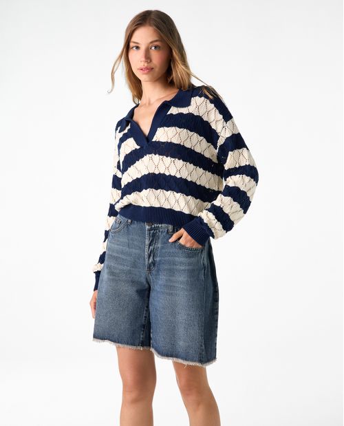 Buzo tipo polo tejido para mujer