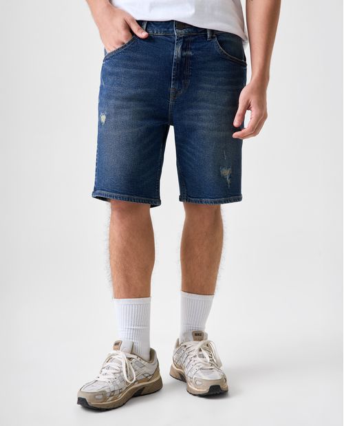 Bermuda básica con rotos para hombre