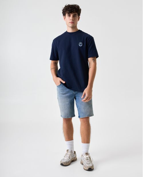 Camiseta de tela con efecto y estampado para hombre