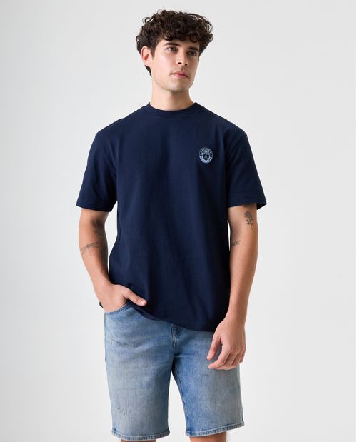 Camiseta de tela con efecto y estampado para hombre