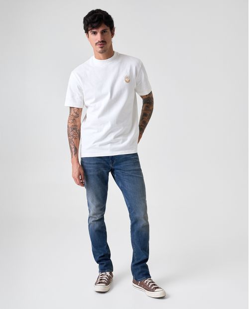 Camiseta de tela con efecto y estampado para hombre