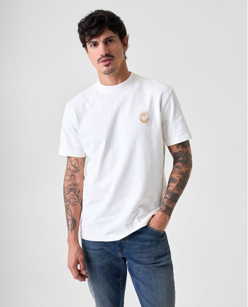 Camiseta de tela con efecto y estampado para hombre