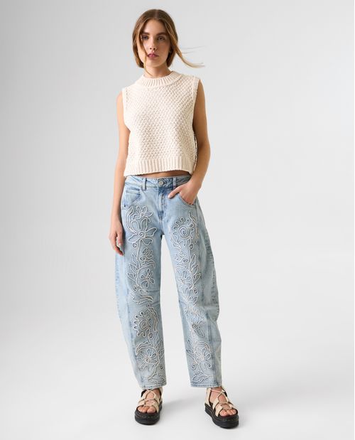 Chaleco tejido cuello redondo para mujer