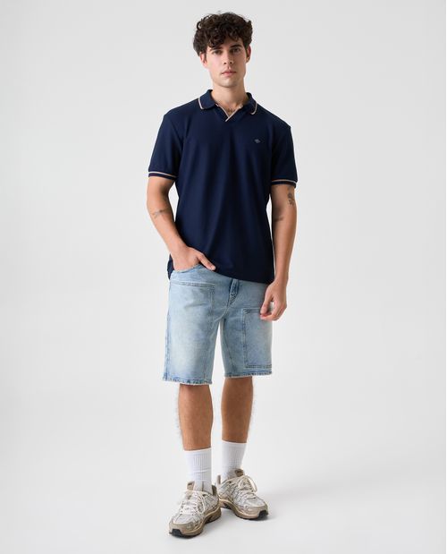 Polo Slim de cuello, puños y fajón tejidos para hombre
