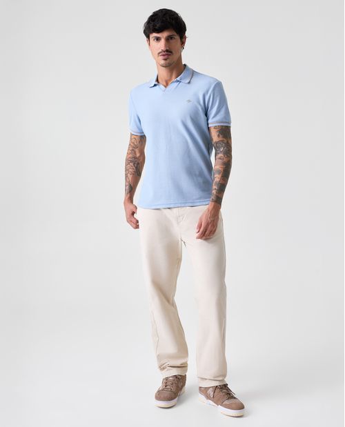 Polo Slim de cuello, puños y fajón tejidos para hombre