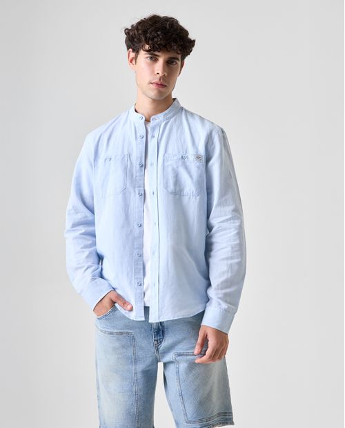 Camisa cuello neru con bolsillos para hombre