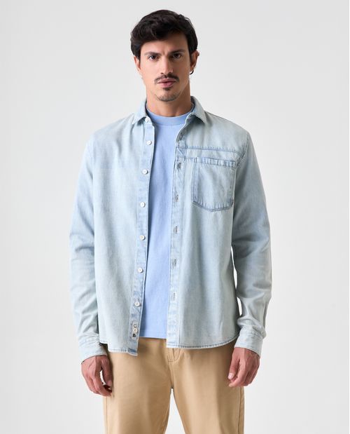 Camisa manga larga con bolsillo para hombre
