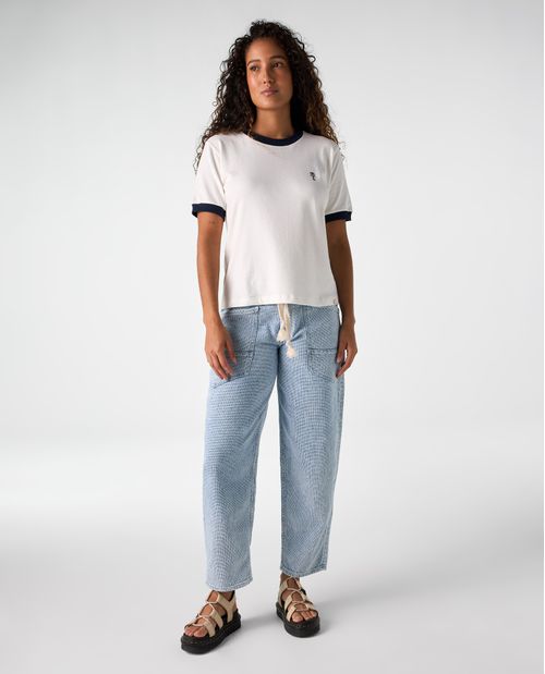 Camiseta de tela con textura y bordado para mujer