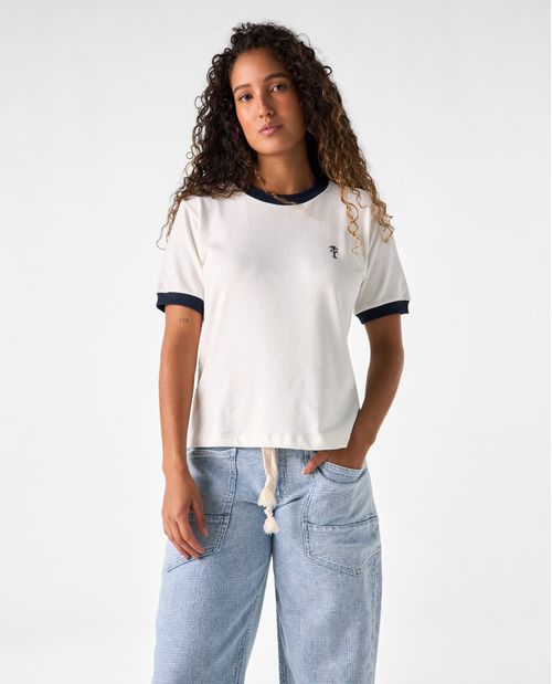 Camiseta de tela con textura y bordado para mujer