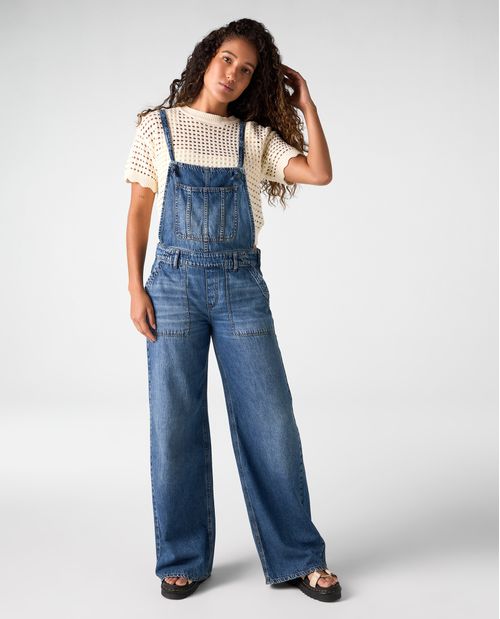 Overall largo en denim para mujer
