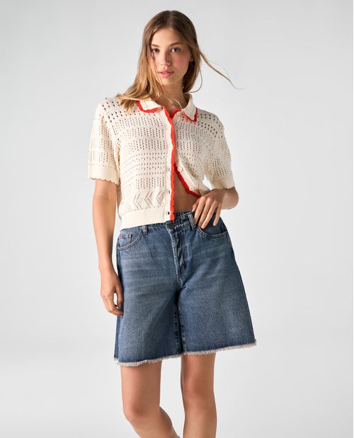 Camiseta tipo polo tejida para mujer