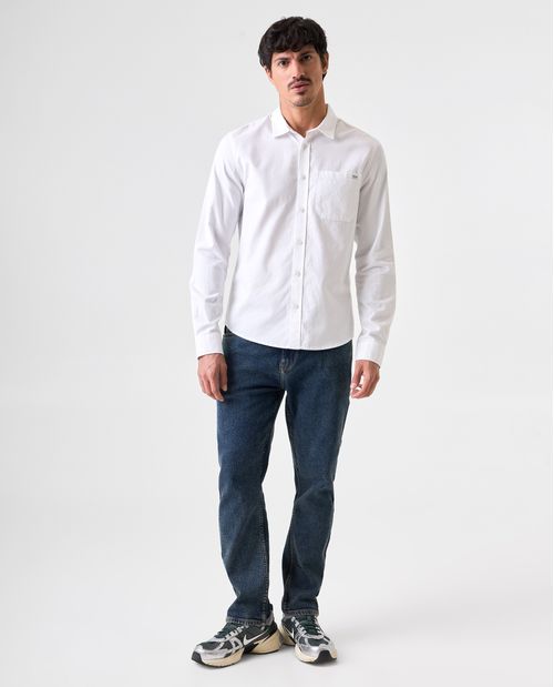 Camisa manga larga con bolsillo delantero para hombre
