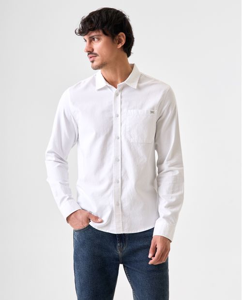 Camisa manga larga con bolsillo delantero para hombre