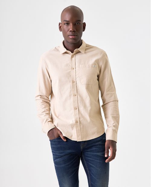 Camisa manga larga con bolsillo delantero para hombre