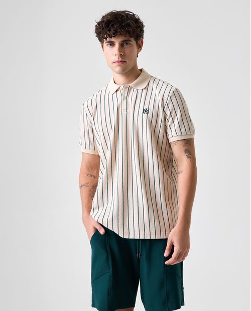Polo de tela texturizada a rayas para hombre