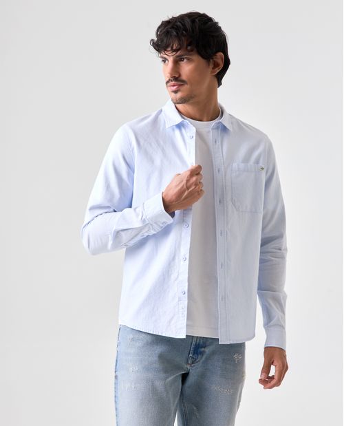 Camisa manga larga con bolsillo delantero para hombre