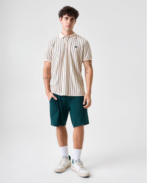 Polo de tela texturizada a rayas para hombre