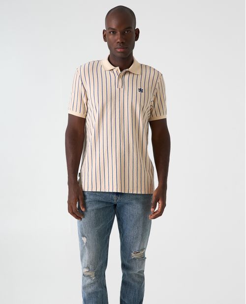Polo de tela texturizada a rayas para hombre