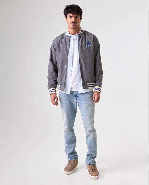 Chaqueta Bomber con cuello, puños y fajón tejidos para hombre