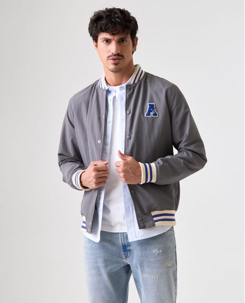 Chaqueta Bomber con cuello, puños y fajón tejidos para hombre