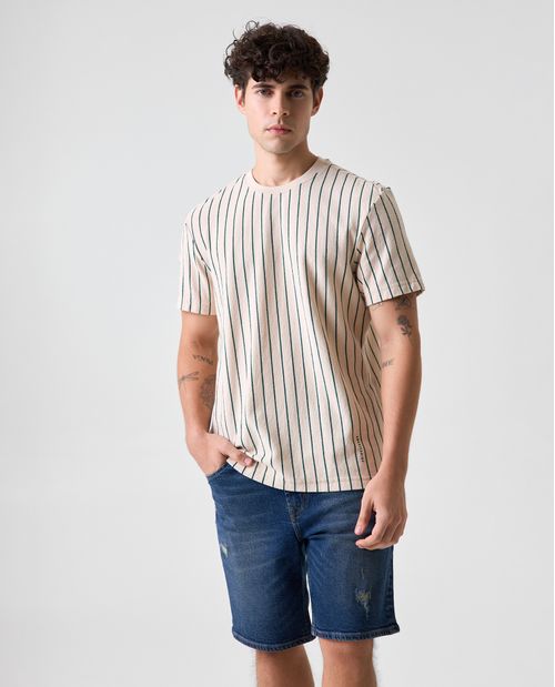 Camiseta de tela con textura a rayas para hombre