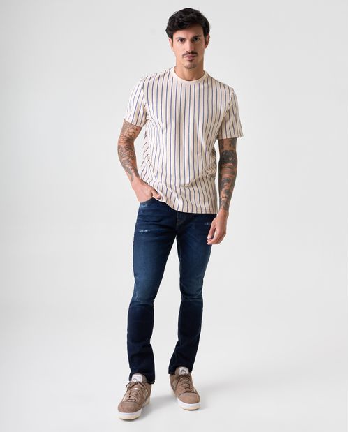 Camiseta de tela con textura a rayas para hombre