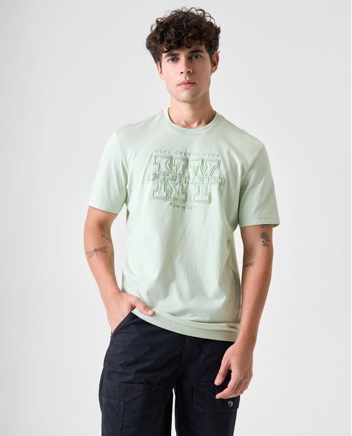 Camiseta estampada de cuello redondo para hombre
